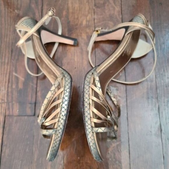 COLE Haan Bronze Black Metallic Strappy High Heels - Picture 5 of 12